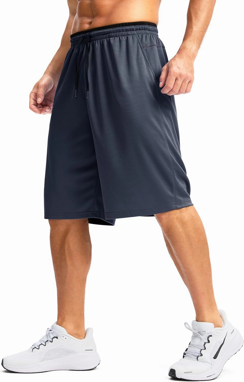 G Gradual Men's Long Basketball Shorts with Zipper Pocket 11'' Quick Dry Gym Shorts Lightweight Mesh Athletic Shorts for Men