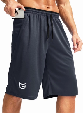 G Gradual Men's Long Basketball Shorts with Zipper Pocket 11'' Quick Dry Gym Shorts Lightweight Mesh Athletic Shorts for Men