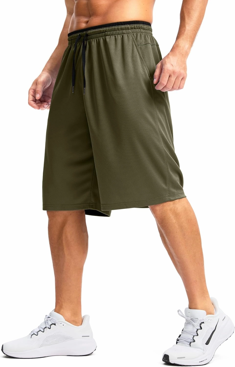 G Gradual Men's Long Basketball Shorts with Zipper Pocket 11'' Quick Dry Gym Shorts Lightweight Mesh Athletic Shorts for Men