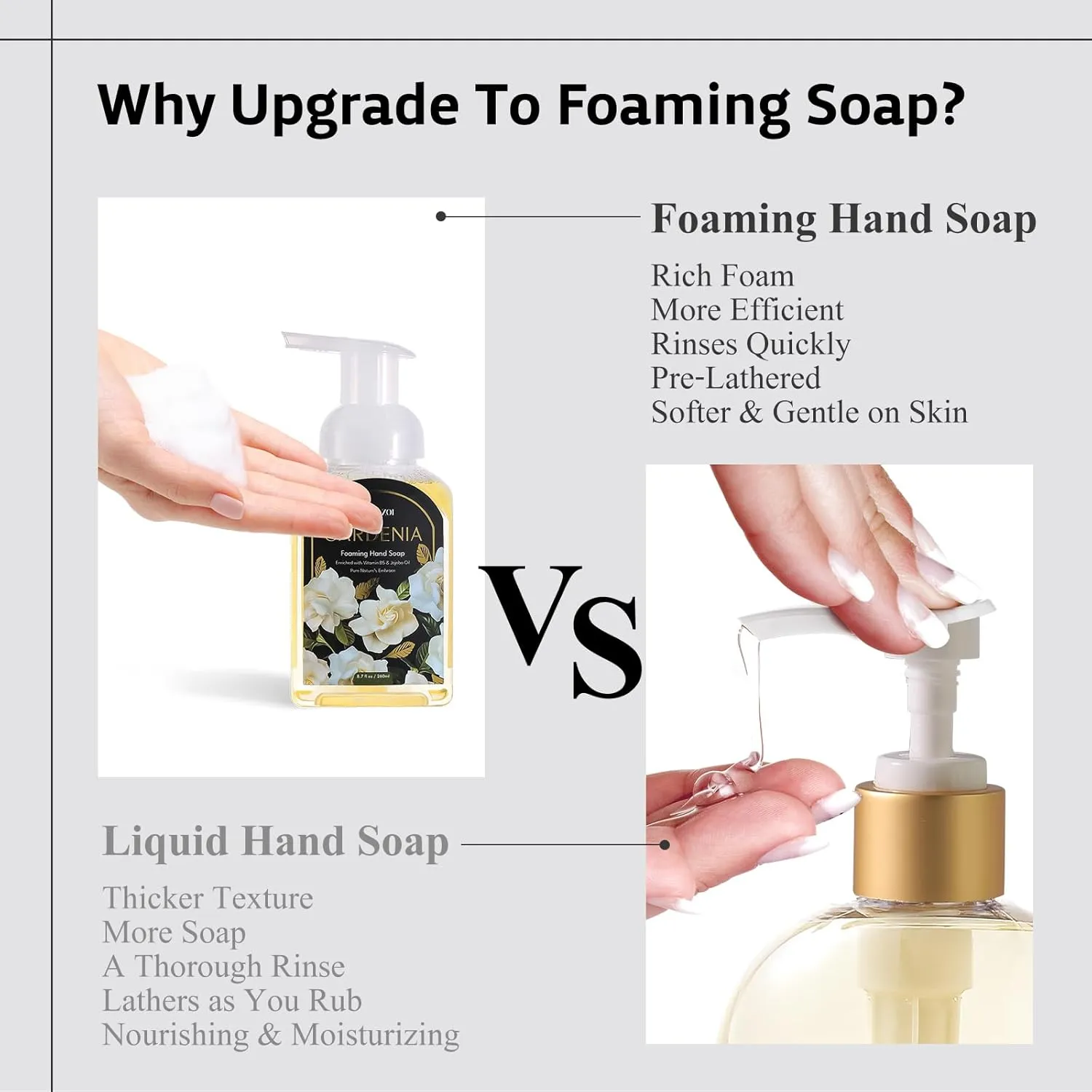 Gardenia Foaming Hand Soap Refill Gift Set, Non-Toxic & Biodegradable, Sensitive Skin Friendly