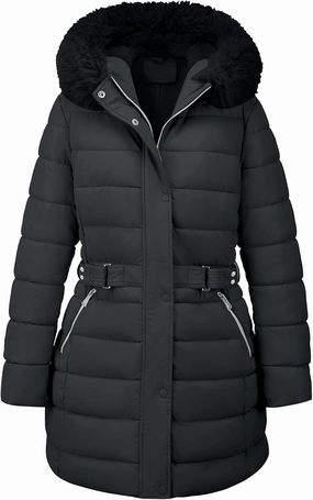 Geschallino Women's Puffer Coat Plus Size Winter Jacket Warm Hooded Thicken Long Padded Bubble Outerwear (1X-5X)