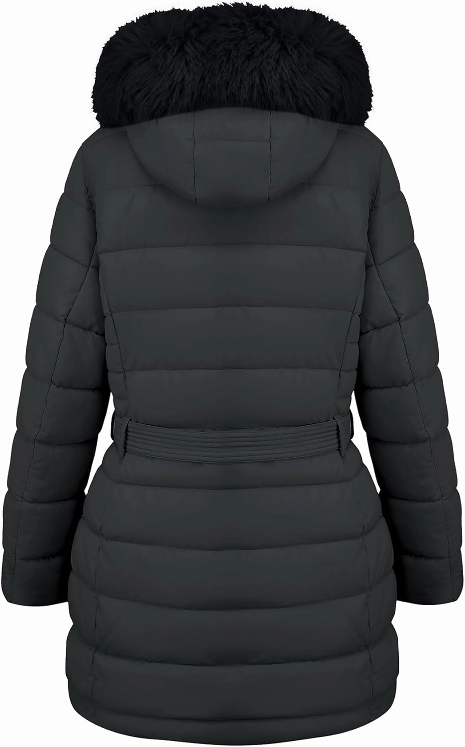 Geschallino Women's Puffer Coat Plus Size Winter Jacket Warm Hooded Thicken Long Padded Bubble Outerwear (1X-5X)