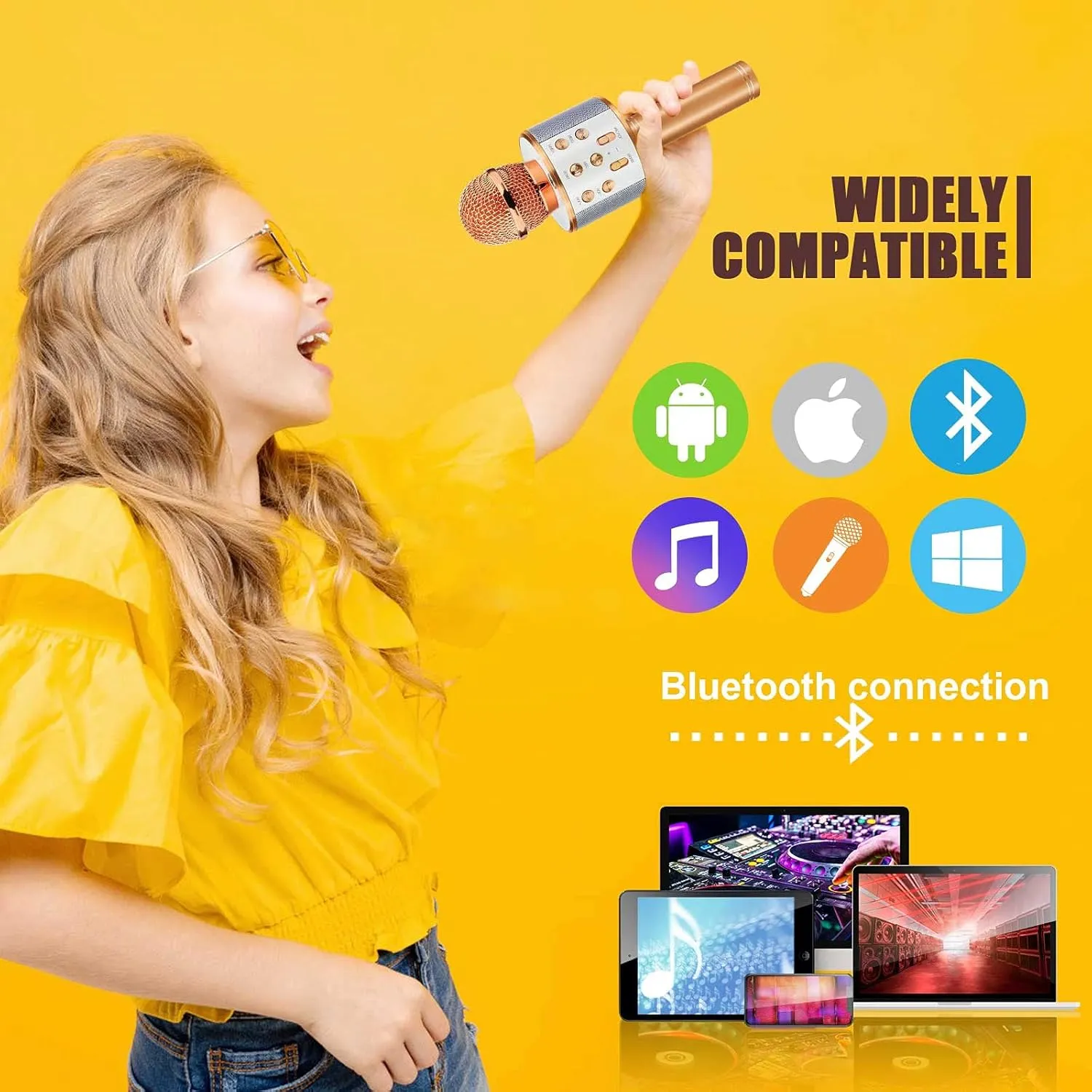 Gifts for Kids Age 3-12, Wireless Microphone with Bluetooth for Boys Girls Easter Gifts for Teens Christmas Toys for 5 6 7 8 9 Year Old Boys Stocking Stuffers for Kids - Rose Gold