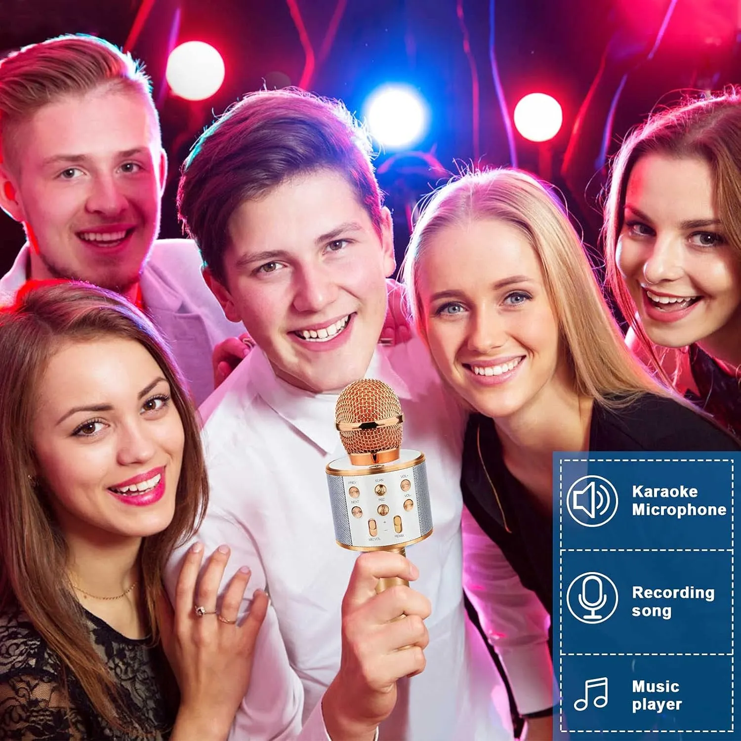 Gifts for Kids Age 3-12, Wireless Microphone with Bluetooth for Boys Girls Easter Gifts for Teens Christmas Toys for 5 6 7 8 9 Year Old Boys Stocking Stuffers for Kids - Rose Gold