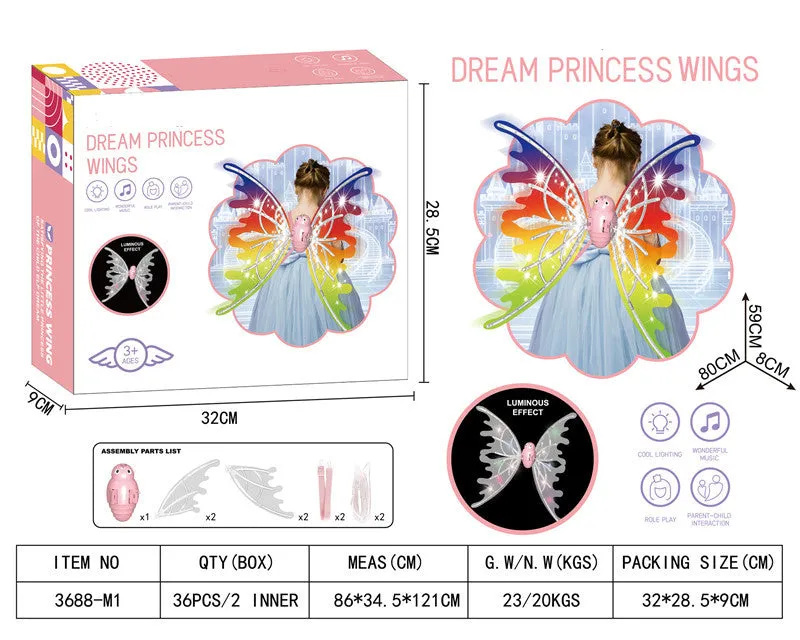 Girls Electrical Butterfly Wings With Lights Glowing Shiny Dress