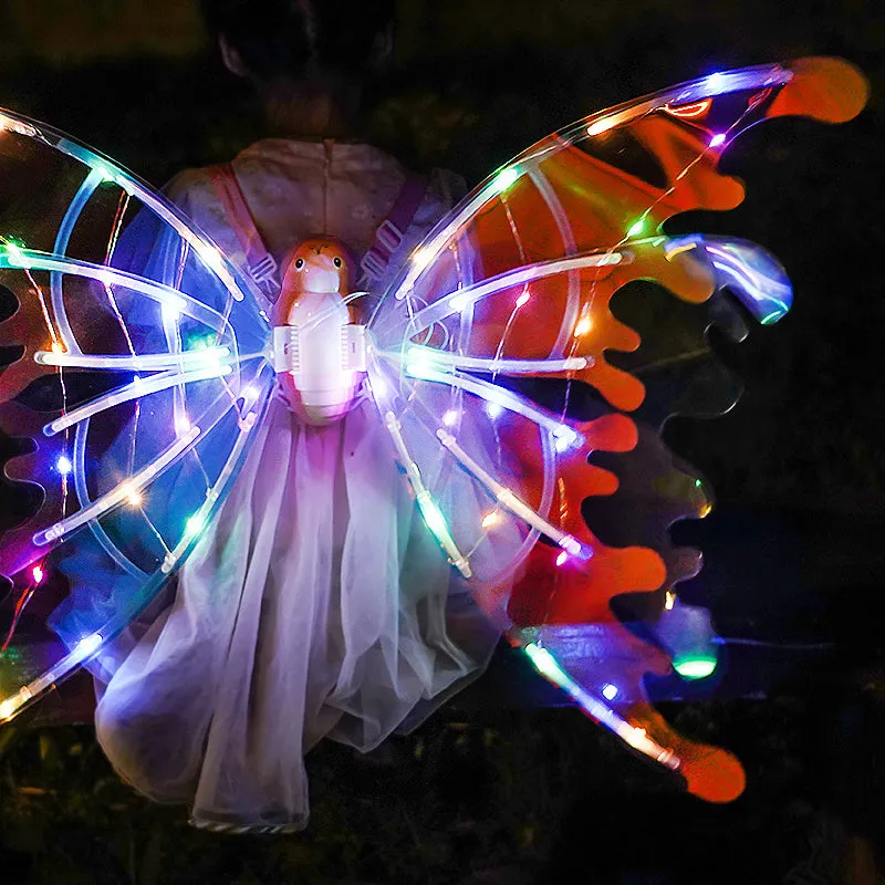 Girls Electrical Butterfly Wings With Lights Glowing Shiny Dress