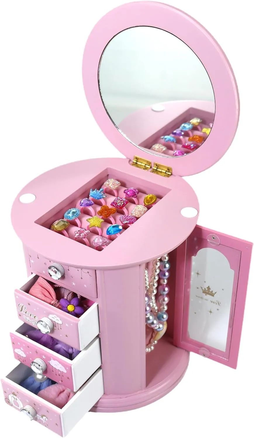 girls jewelry box Pink Princess Castle jewelry box for girls kids jewelry box Organizer Little girl Gift, A pink1