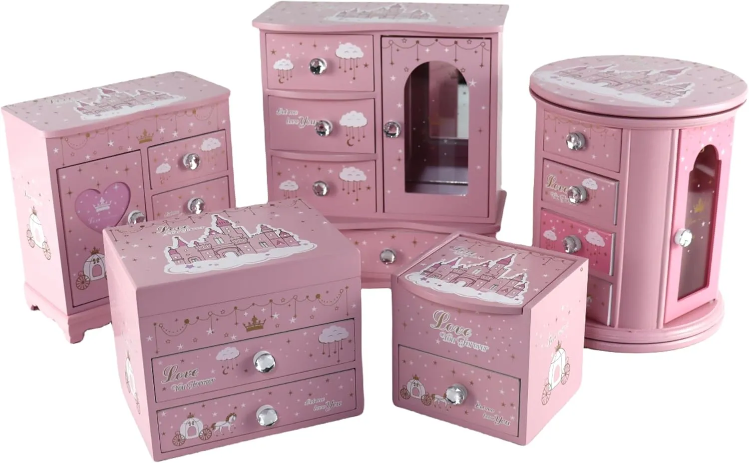 girls jewelry box Pink Princess Castle jewelry box for girls kids jewelry box Organizer Little girl Gift, A pink1