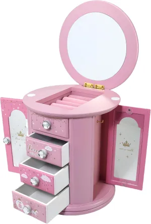 girls jewelry box Pink Princess Castle jewelry box for girls kids jewelry box Organizer Little girl Gift, A pink1