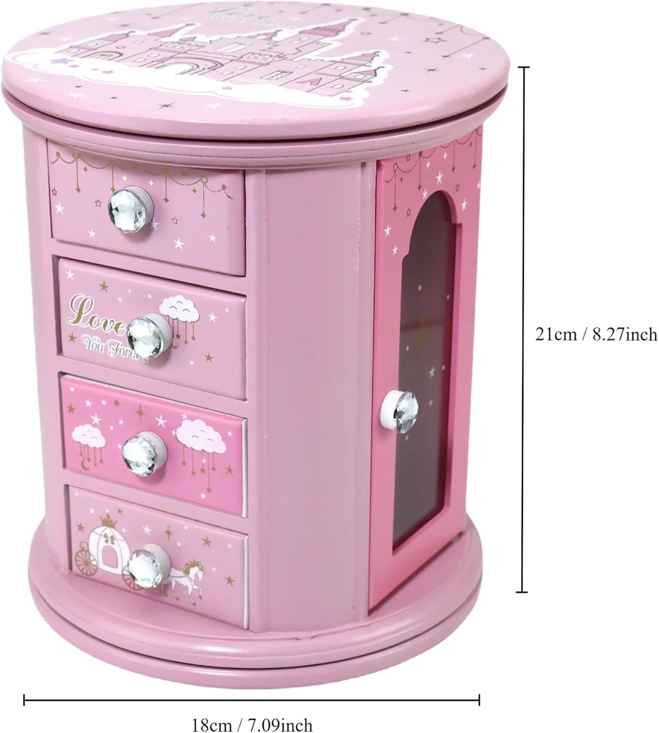 girls jewelry box Pink Princess Castle jewelry box for girls kids jewelry box Organizer Little girl Gift, A pink1
