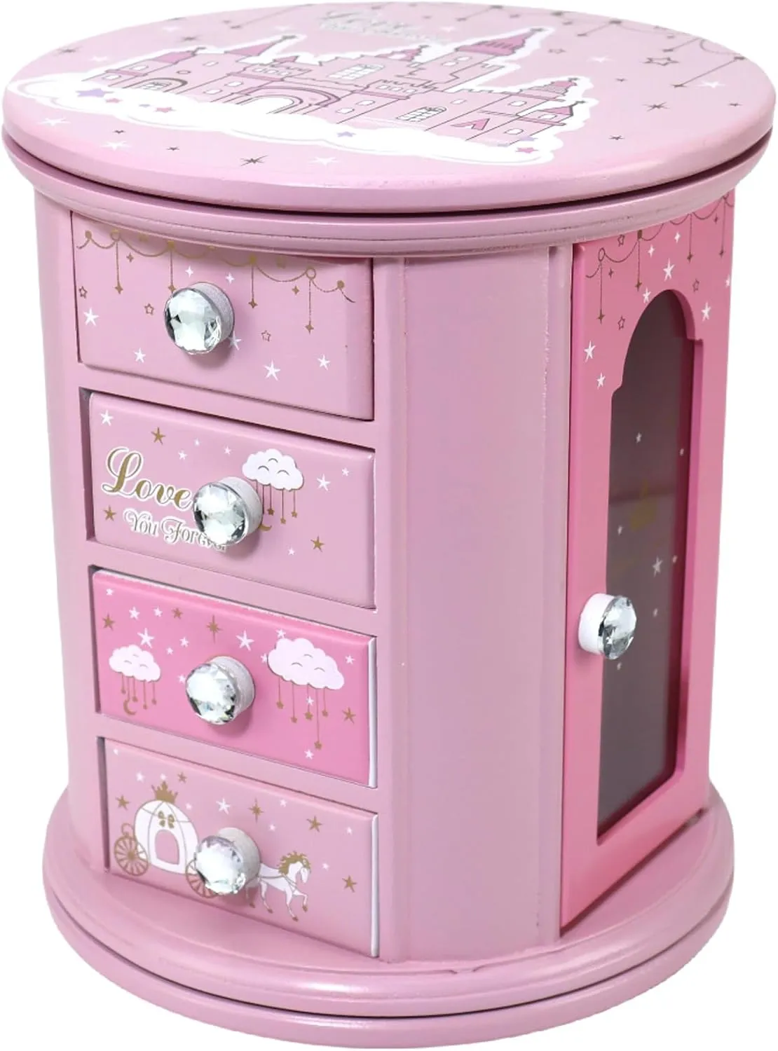 girls jewelry box Pink Princess Castle jewelry box for girls kids jewelry box Organizer Little girl Gift, A pink1