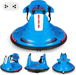 GLACER Electric Ride on Bumper Car, 12 V Soft Bumper w/2 Driving Modes, Music & LED, Adjustable Safety Belt, 360° Spin, Slow Start Function, Kids Bumper Car for 37-95 Months Old Baby Toddlers (Blue)