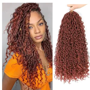 Goddess Locs Crochet Hair 16 Inch 8 Packs Boho Faux Locs Crochet Hair For Black Women Soft Crochet Locs Synthetic Hippie Locs Pre Looped Crochet Braids Curly Ends