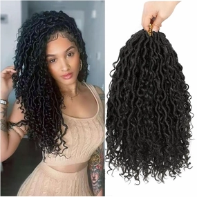 Goddess Locs Crochet Hair 16 Inch 8 Packs Boho Faux Locs Crochet Hair For Black Women Soft Crochet Locs Synthetic Hippie Locs Pre Looped Crochet Braids Curly Ends