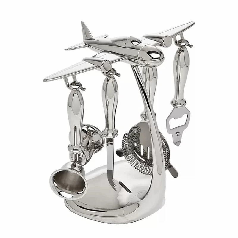 Godinger Arwood Airplane Bar Tool Set