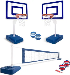GoSports Splash Hoop ELITE 2-in-1 Full Court Pool Basketball & Volleyball Game Set