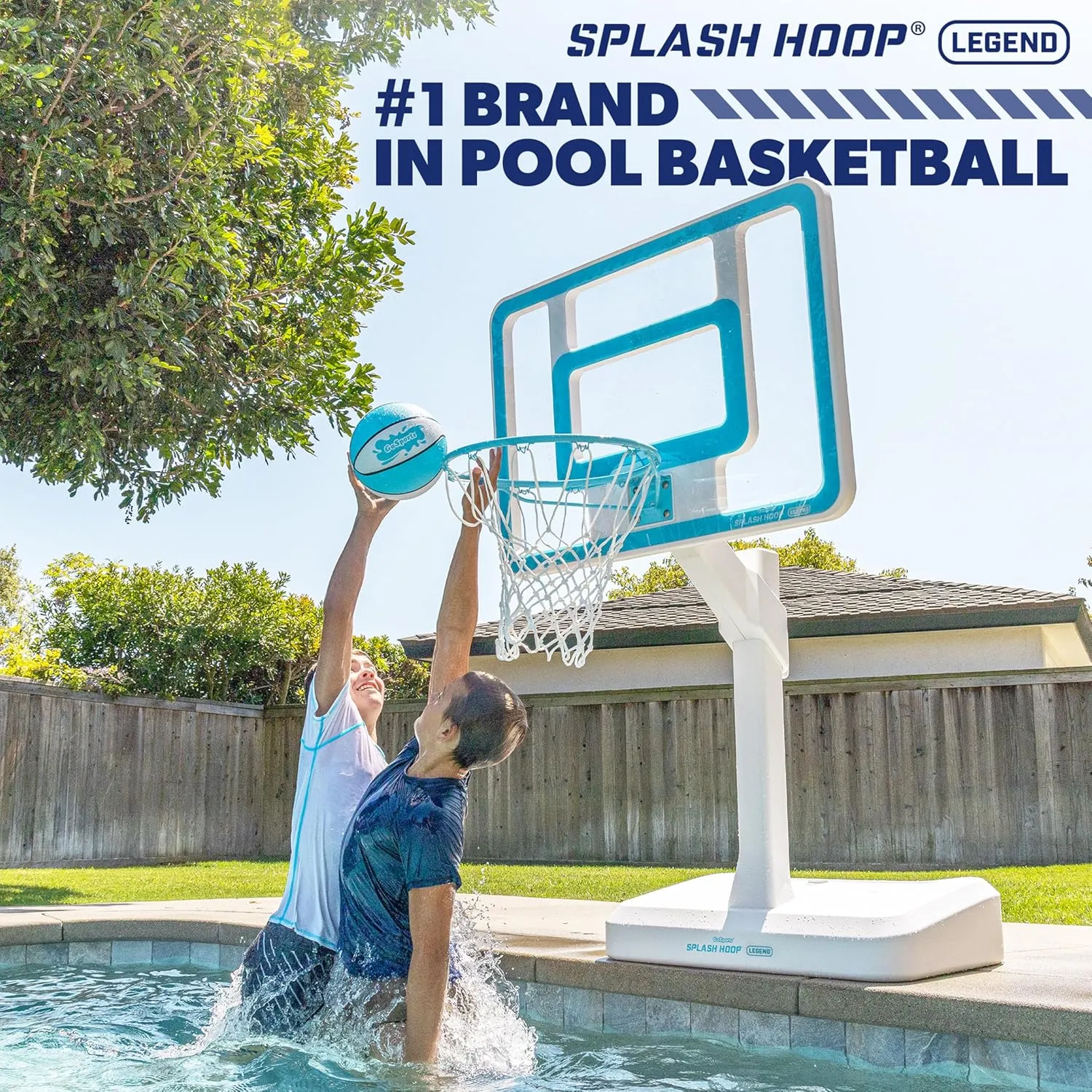 GoSports Splash Hoop Legend - Aqua or Black - Pool Basketball Hoop Game with Water Weighted Base, Adjustable Height, and Regulation Steel Rim