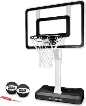 GoSports Splash Hoop Legend - Aqua or Black - Pool Basketball Hoop Game with Water Weighted Base, Adjustable Height, and Regulation Steel Rim