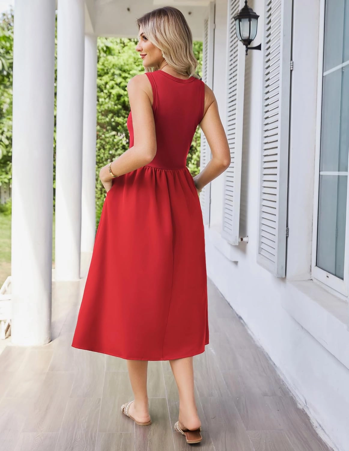 GRACE KARIN Womens Summer Dress Sleeveless Tank Dress Boho Casual Beach Vacation A Line Midi Dress with Pockets