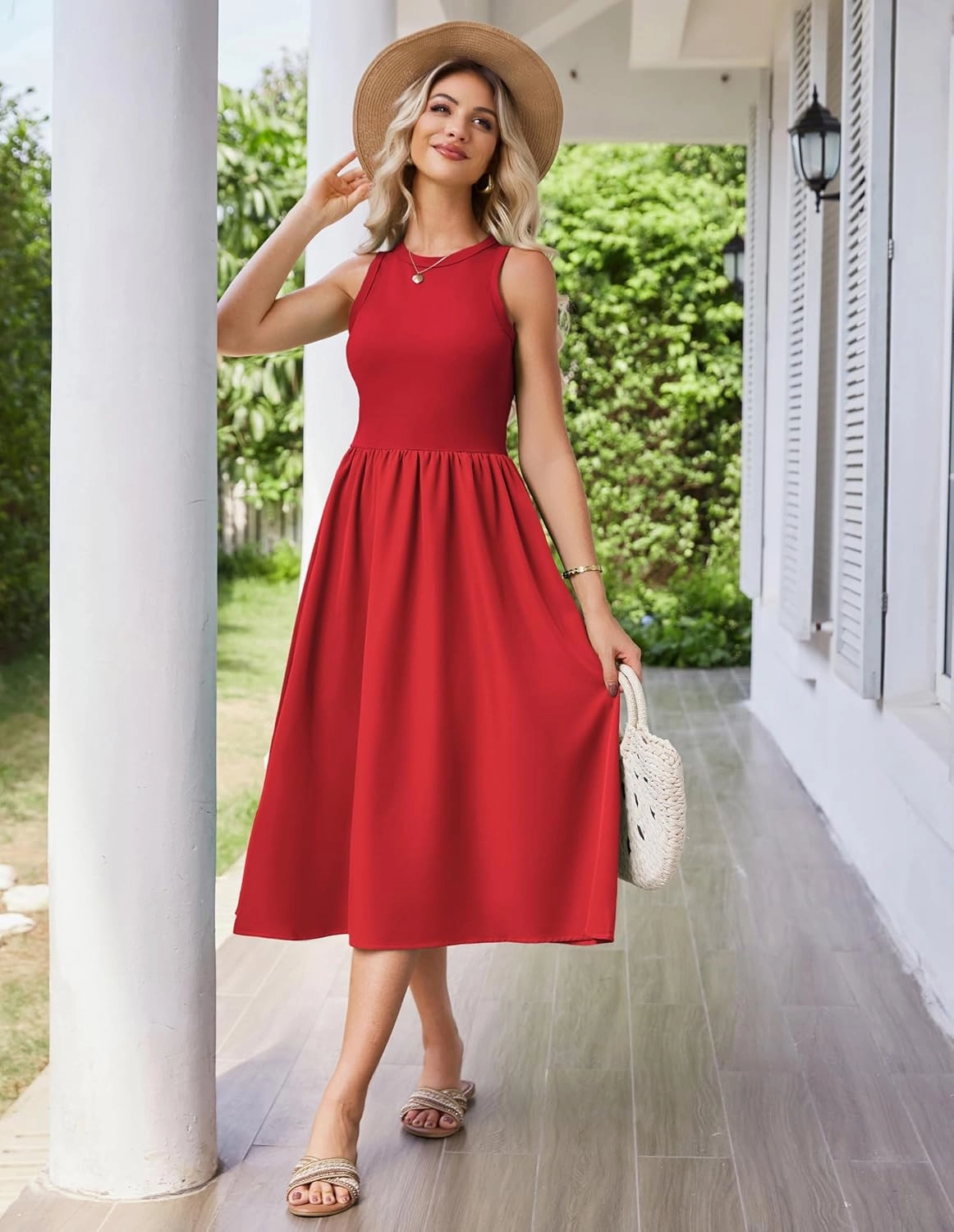GRACE KARIN Womens Summer Dress Sleeveless Tank Dress Boho Casual Beach Vacation A Line Midi Dress with Pockets