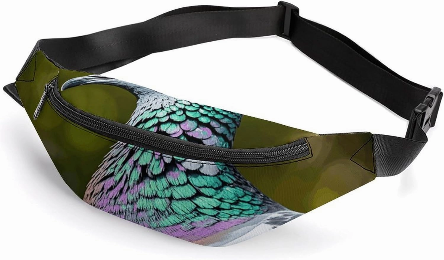 Grey Pigeon Belt Bag with Adjustable Strap, Lightweight Travel Crossbody Bags, Hands-Free Mini Fanny Packs in Running Gym