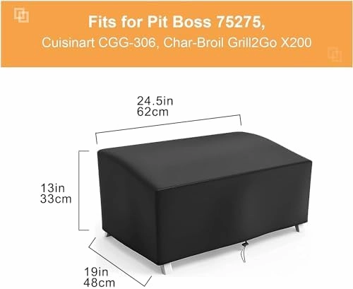 Grill Cover for Cuisinart CGG-306 Propane Grill, Portable Grill Cover for Pit Boss 75275 Stainless Steel Two-Burner Grill, 24 Inch Table Top Grill Cover