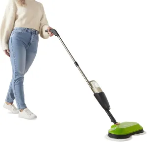 H2O Dual Buff Hard Floor Cleaner, Cordless Electric Mop - Rechargeable Hard Floor Cleaner Head – Scrub, Buff, and Polish with Washable Microfiber Cloths - Spray Mop for Hardwood Floors, Laminate, Tile