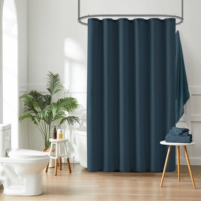 HALSTON H Shower Curtain in Pageant Blue – Modern Fabric Bathroom Curtain, Hotel-Style Decor, Water-Repellent, Machine Washable, 72x72 Inches, Elegant Bold Spa-Inspired Look