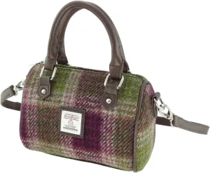 Harris Tweed Mini Bowling Bag in Multiple Tartans - 100% Wool, Adjustable Strap, Zip Closure & Inside Pocket