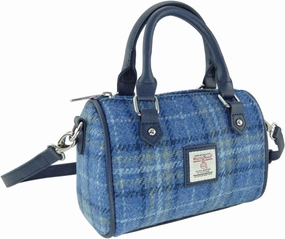 Harris Tweed Mini Bowling Bag in Multiple Tartans - 100% Wool, Adjustable Strap, Zip Closure & Inside Pocket