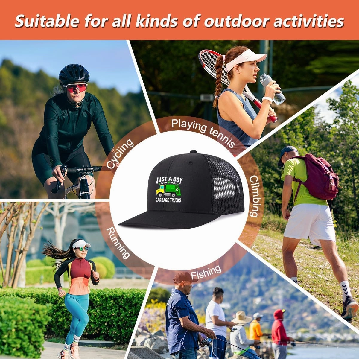 Hat for Men Women Mesh Trucker Adjustable Snapback Baseball Cap Unisex Adult