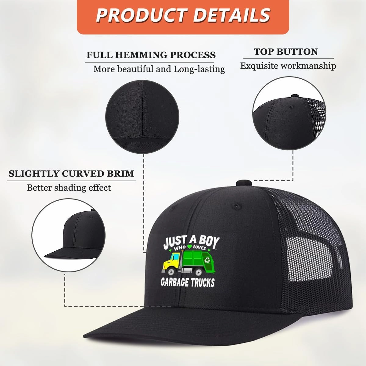 Hat for Men Women Mesh Trucker Adjustable Snapback Baseball Cap Unisex Adult