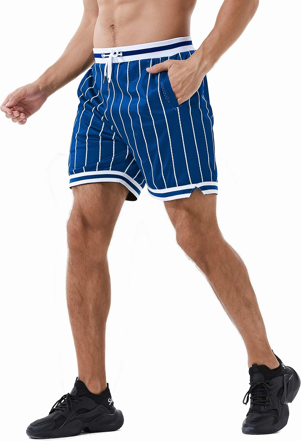 HEALONG Basketball Athletic Shorts Men - Mesh Gym Sports Workout Training Drawstring Retro Casual Fashion Short with Pockets