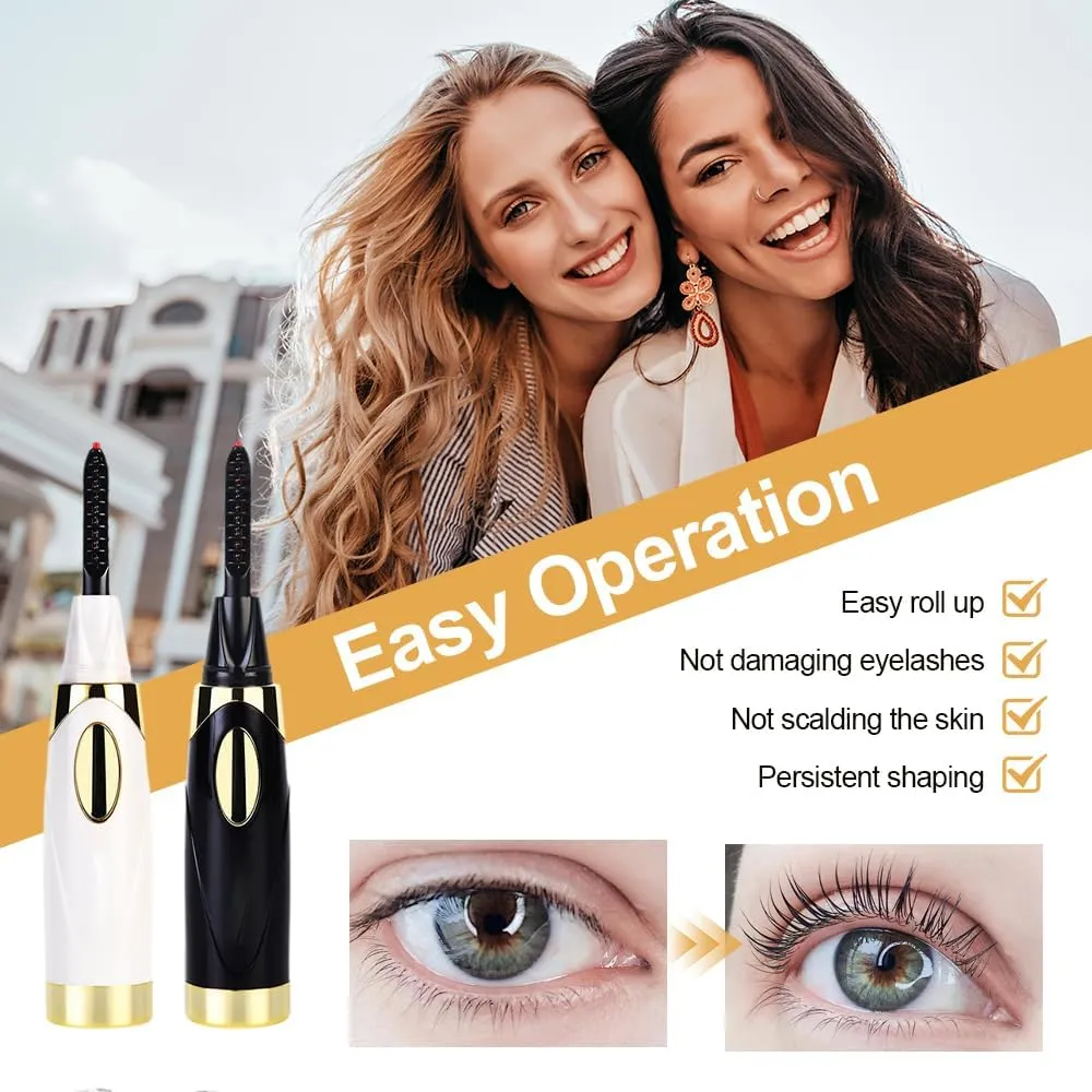 Heated Lash Curling Tool, Electric Eyelash Curler for Instant Glam Heated Eyelash Curler Mini USB Rechargeable Finalize Eyelash Tool (White)
