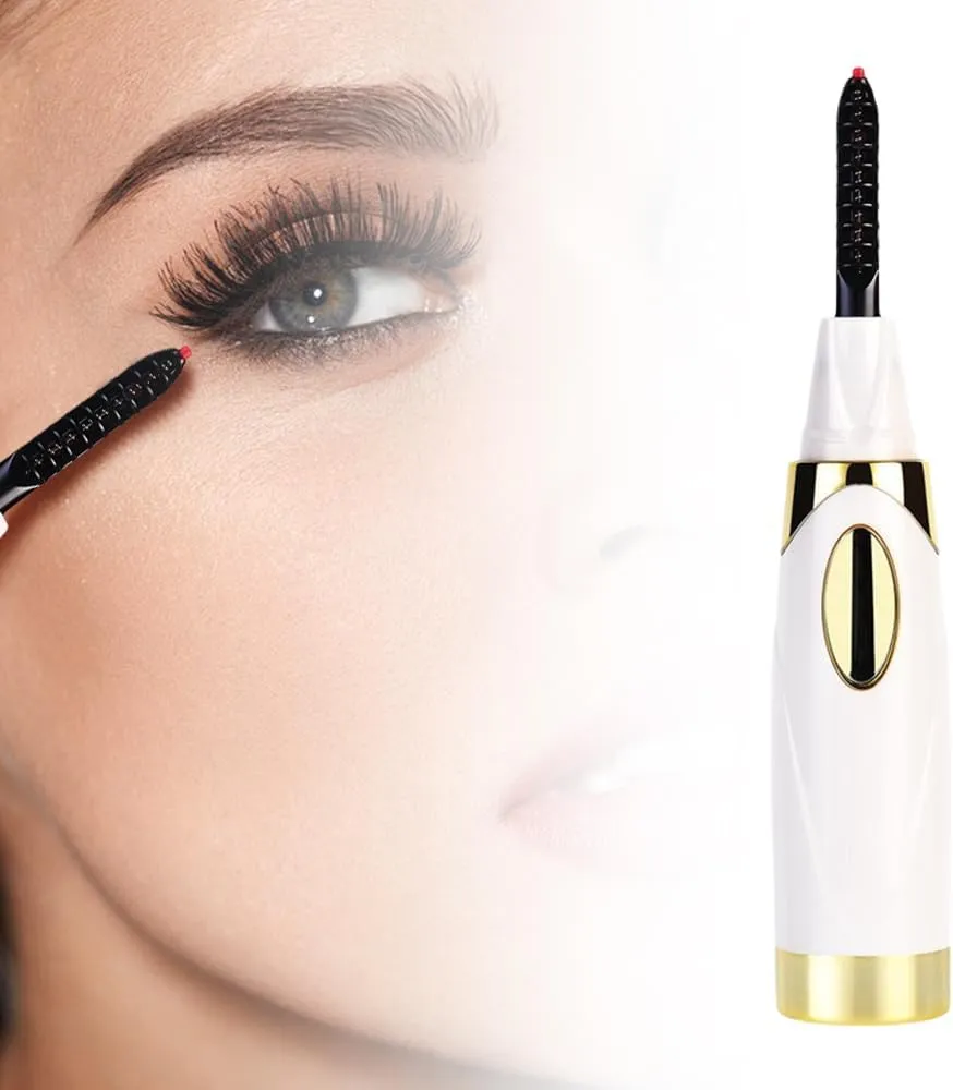 Heated Lash Curling Tool, Electric Eyelash Curler for Instant Glam Heated Eyelash Curler Mini USB Rechargeable Finalize Eyelash Tool (White)