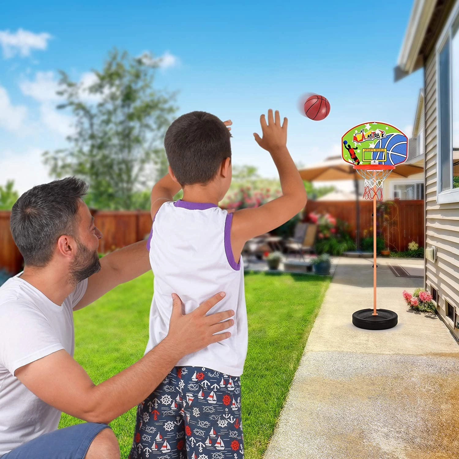 Height Adjustable Kids Basketball Hoops Set