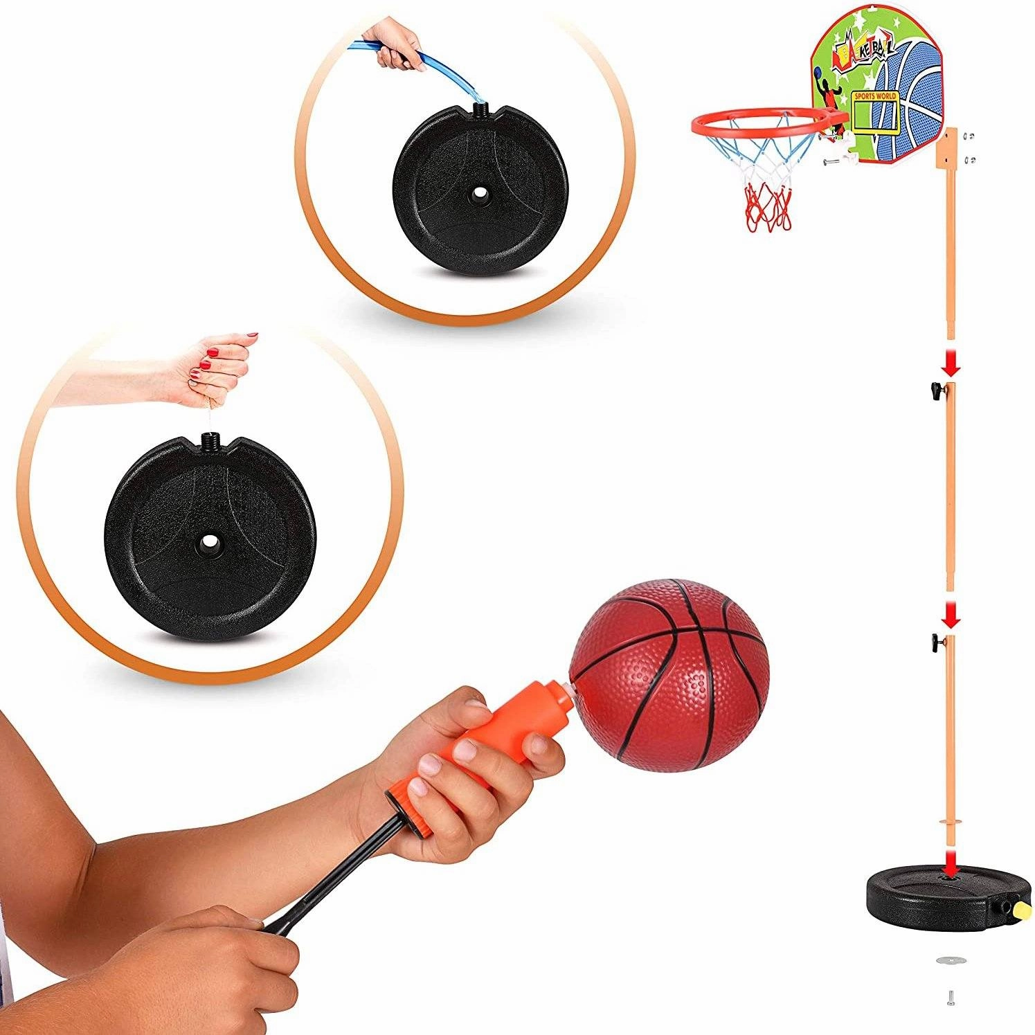 Height Adjustable Kids Basketball Hoops Set