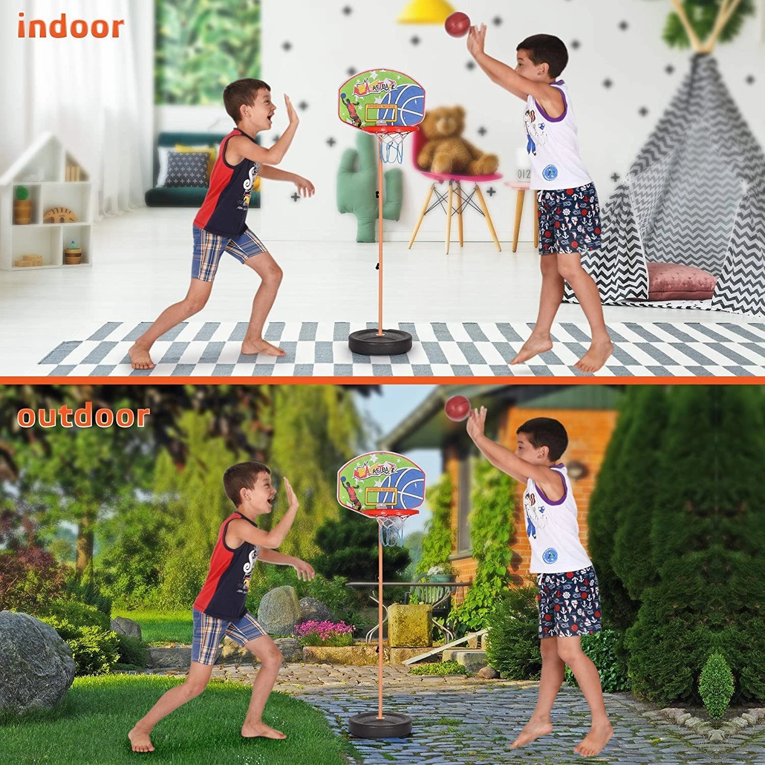 Height Adjustable Kids Basketball Hoops Set