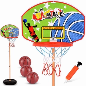 Height Adjustable Kids Basketball Hoops Set
