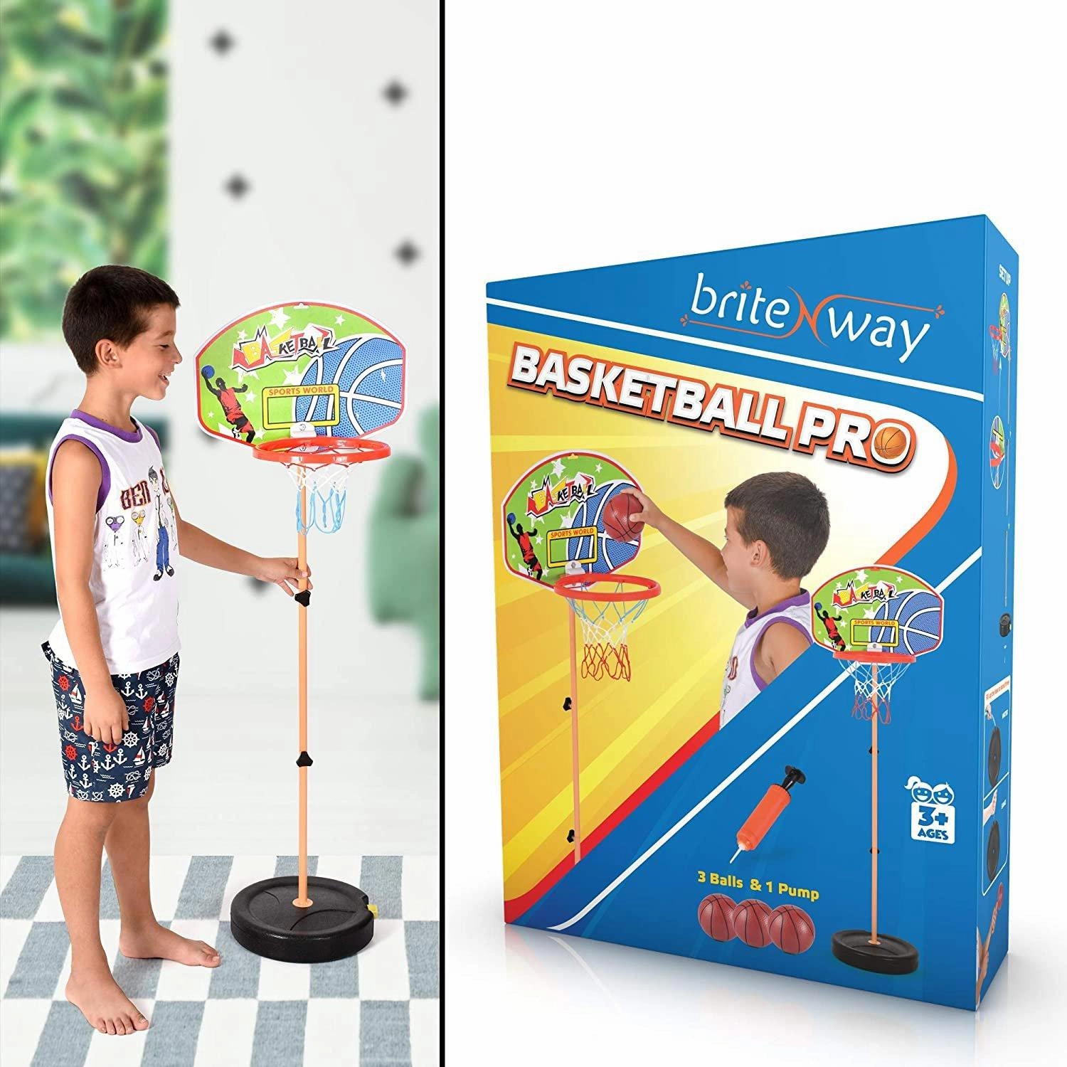 Height Adjustable Kids Basketball Hoops Set