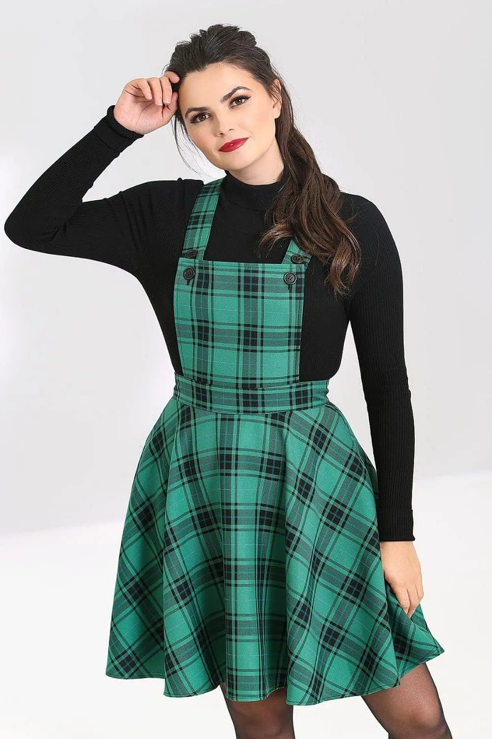 Hell Bunny Brittany Tartan Plaid Pinafore Dress