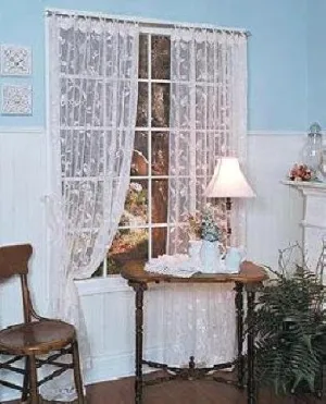 Heritage Lace Brighton 45-Inch Wide by 63-Inch Drop Panel with Rings, Ivory