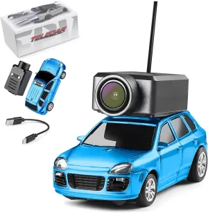 HI-REEKE FPV RC Car, 1/64 Mini Remote Control Drift Car with HD Camera for Adult-Blue