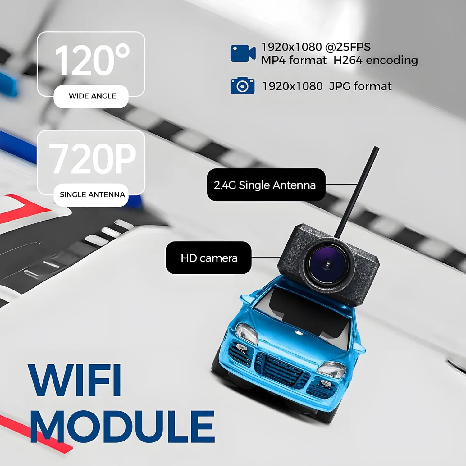 HI-REEKE FPV RC Car, 1/64 Mini Remote Control Drift Car with HD Camera for Adult-Blue