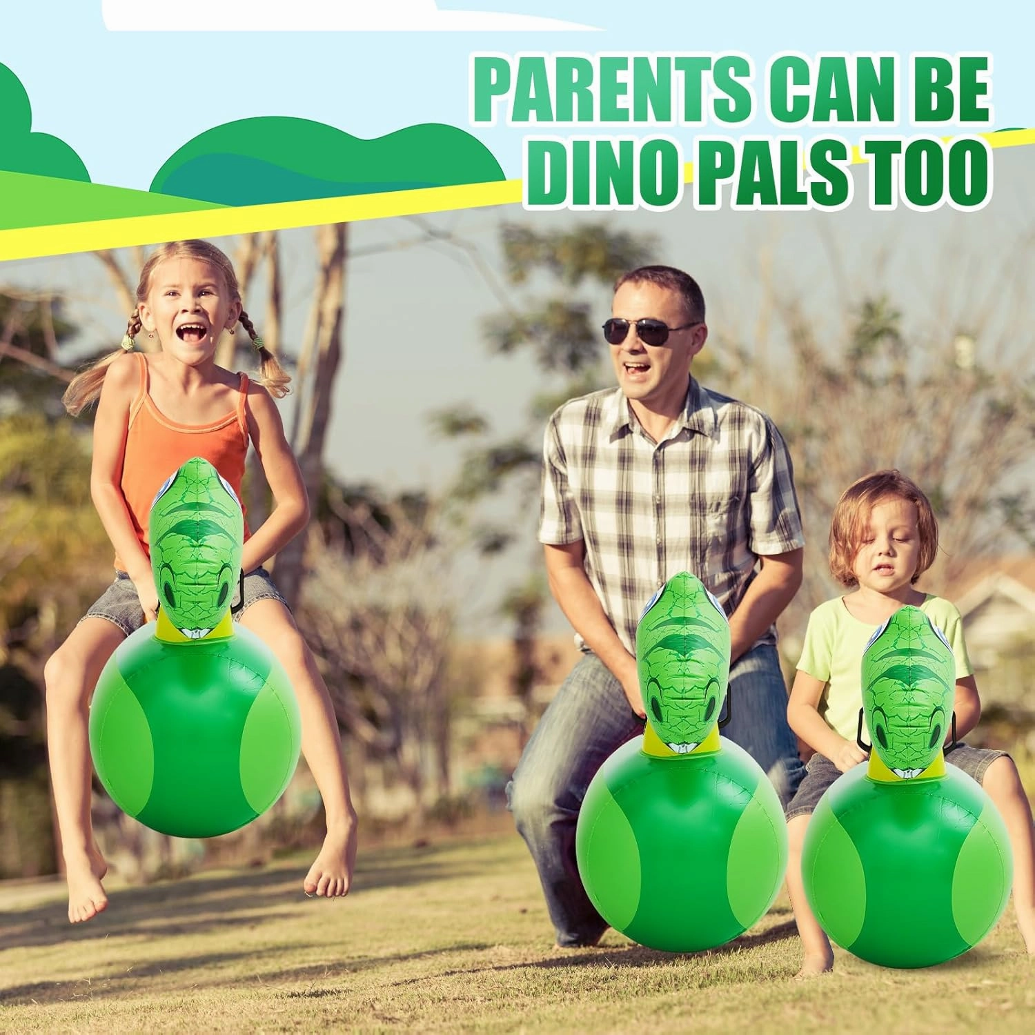 Hiboom 4 Pcs Giant Inflatable Hopping Toys 51 Inch Bouncer Animal Toys Ride on Toy Hopping Toy Hopper for Birthday Party Gifts Supports up to 250 Pounds, Ages 6 and up (Dinosaur)
