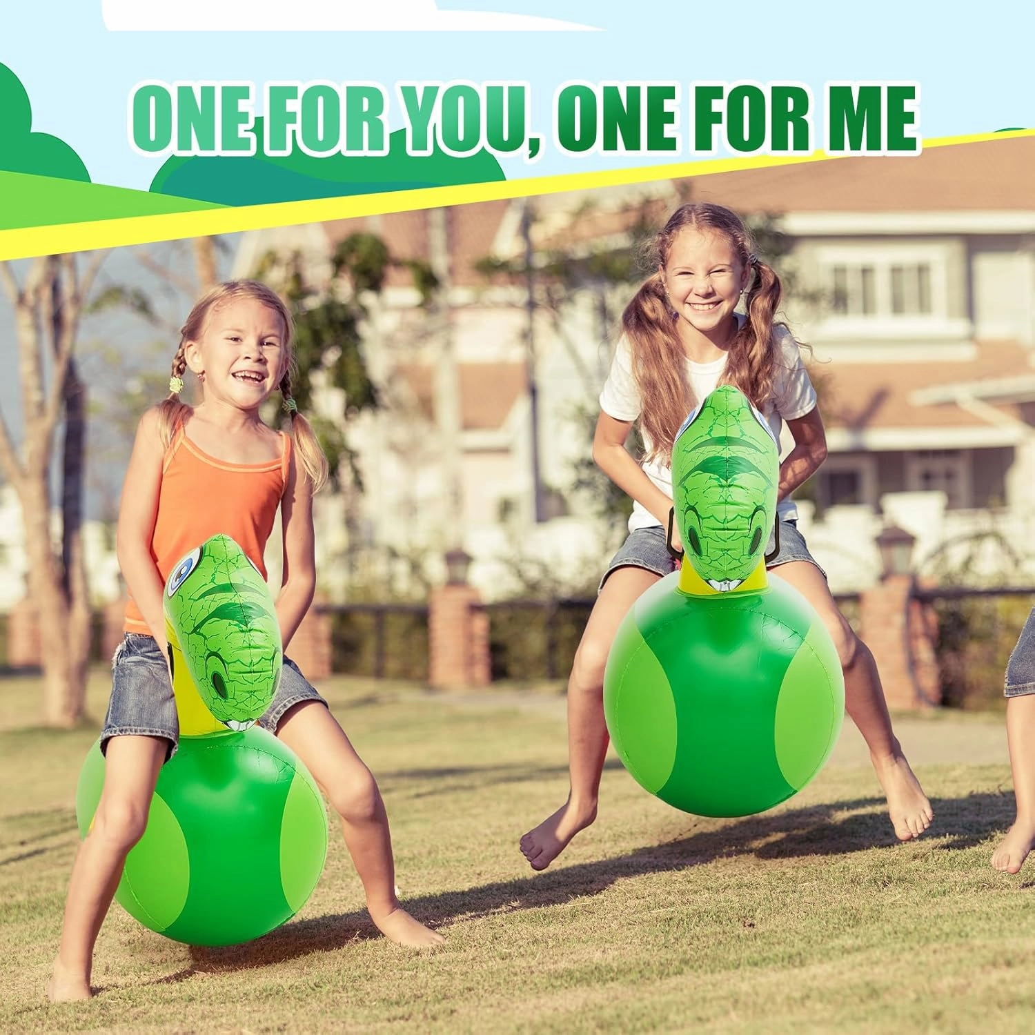 Hiboom 4 Pcs Giant Inflatable Hopping Toys 51 Inch Bouncer Animal Toys Ride on Toy Hopping Toy Hopper for Birthday Party Gifts Supports up to 250 Pounds, Ages 6 and up (Dinosaur)