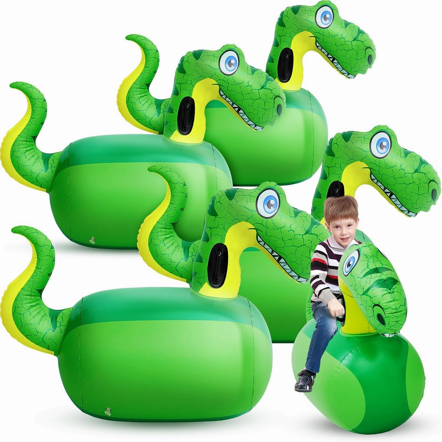Hiboom 4 Pcs Giant Inflatable Hopping Toys 51 Inch Bouncer Animal Toys Ride on Toy Hopping Toy Hopper for Birthday Party Gifts Supports up to 250 Pounds, Ages 6 and up (Dinosaur)