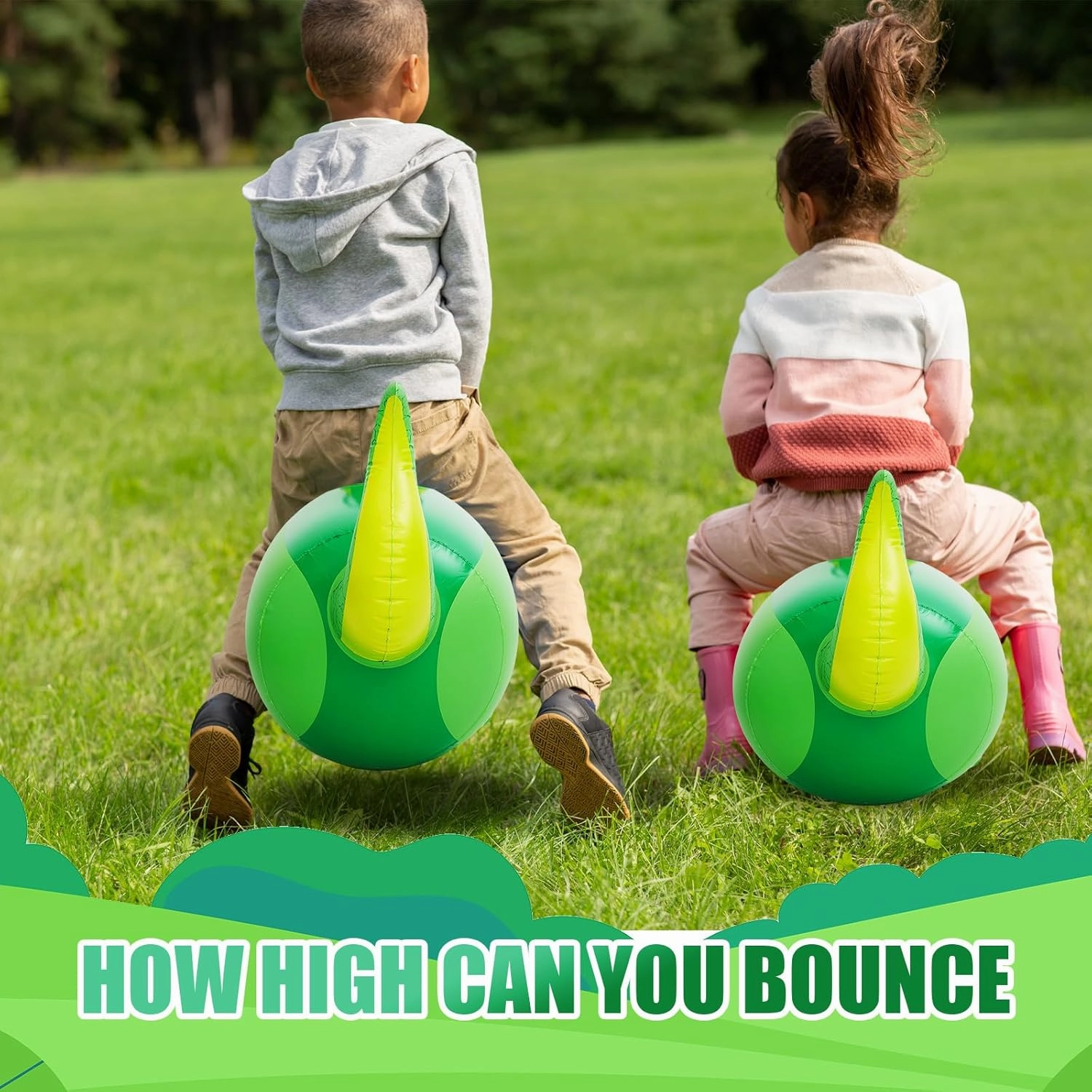 Hiboom 4 Pcs Giant Inflatable Hopping Toys 51 Inch Bouncer Animal Toys Ride on Toy Hopping Toy Hopper for Birthday Party Gifts Supports up to 250 Pounds, Ages 6 and up (Dinosaur)