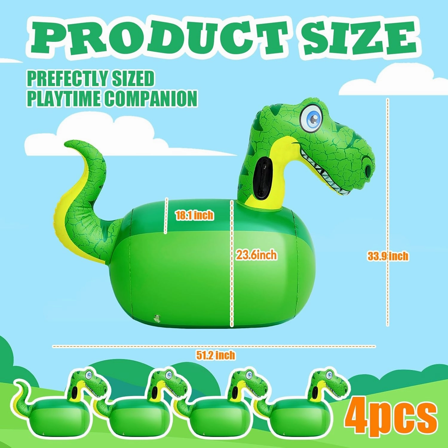 Hiboom 4 Pcs Giant Inflatable Hopping Toys 51 Inch Bouncer Animal Toys Ride on Toy Hopping Toy Hopper for Birthday Party Gifts Supports up to 250 Pounds, Ages 6 and up (Dinosaur)