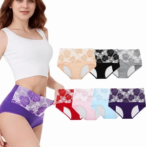 High Waisted Underwear for Women Full Coverage Cotton Panties Plus Size Leakproof Briefs Tummy Control Underwear